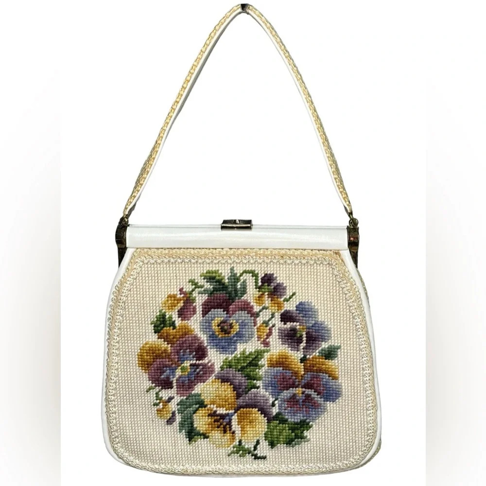 JR Florida Julius Resnick Vintage Needlepoint Embroidered Floral Purse, …